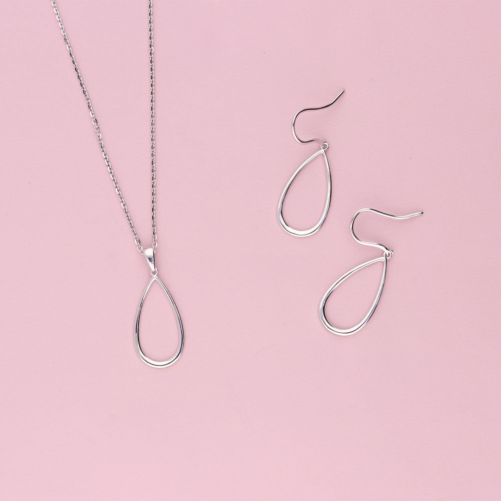 Flatlay view of Teardrop Fish Hook Earrings in Sterling Silver, 5 of 5