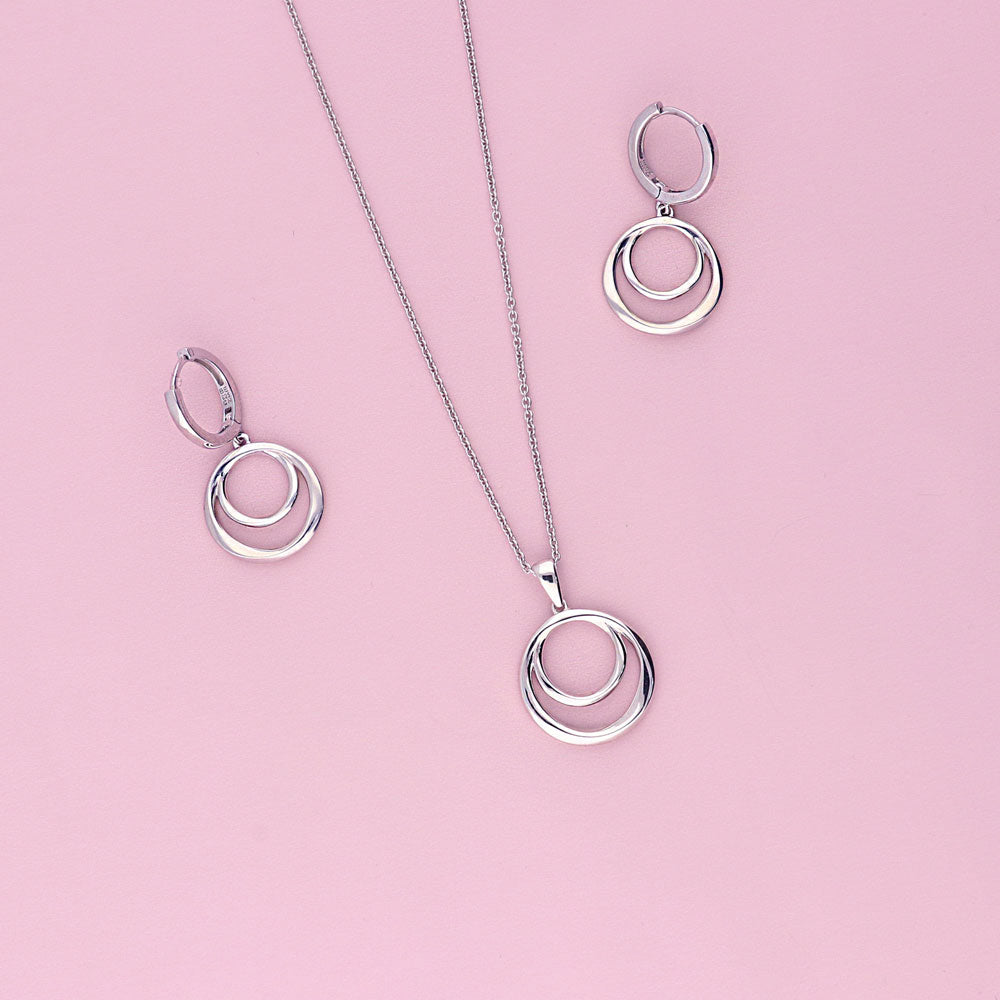 Flatlay view of Open Circle Pendant Necklace in Sterling Silver, 5 of 6