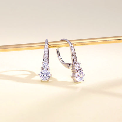 CZ Leverback Earrings in Sterling Silver