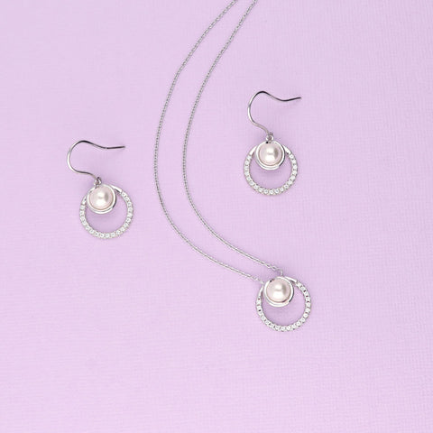 Image Contain: Open Circle Pendant Necklace, Round Dangle Earrings