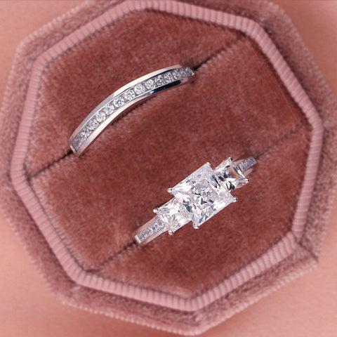 Image Contain: 3-Stone Ring, Curved Half Eternity Ring