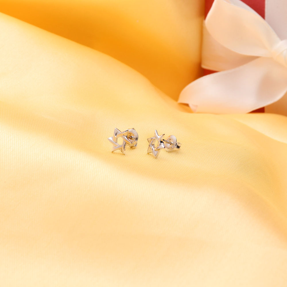 Flatlay view of Star of David Necklace and Earrings in Sterling Silver, 11 of 14