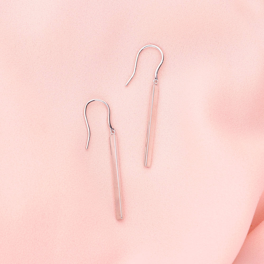 Flatlay view of Bar Fish Hook Earrings in Sterling Silver, 5 of 5