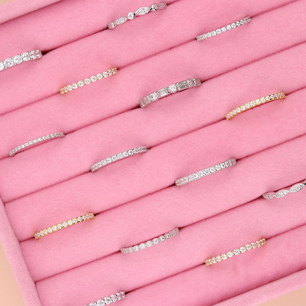 Flatlay view of CZ Eternity Ring in Sterling Silver, 11 of 13