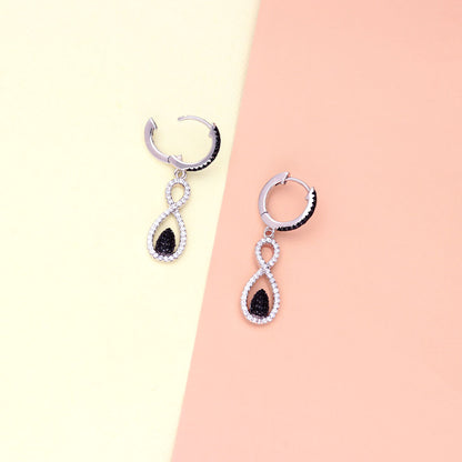 Black and White Woven Infinity CZ Set in Sterling Silver
