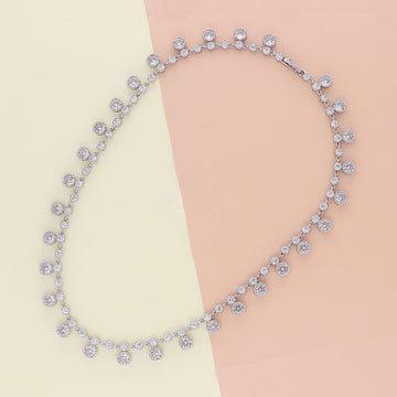 CZ Statement Necklace in Silver-Tone
