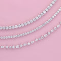 Flatlay view of Round CZ Tennis Bracelet, Rhodium Plated / 6.5 inch