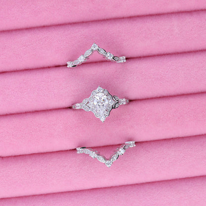 Image Contain: Halo Ring, Wishbone Curved Band