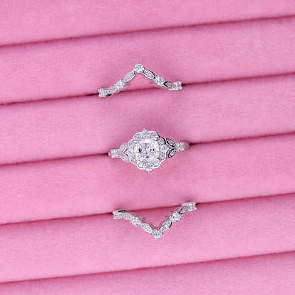 Image Contain: Halo Ring, Wishbone Curved Band