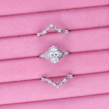 Image Contain: Halo Ring, Wishbone Curved Band