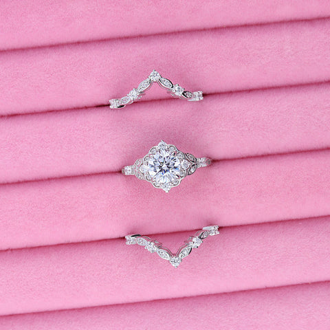 Image Contain: Halo Ring, Wishbone Curved Band