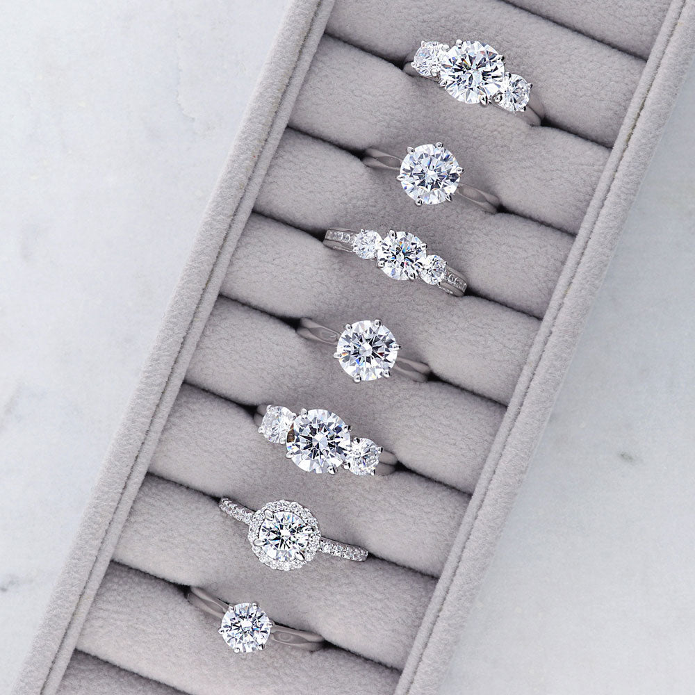 Flatlay view of Solitaire 2ct CZ Ring in Sterling Silver, 16 of 16