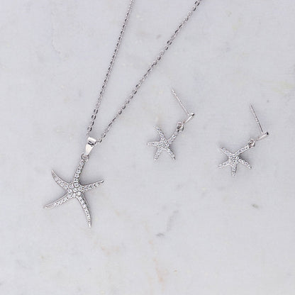 Starfish CZ Dangle Earrings in Sterling Silver