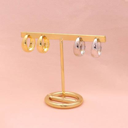 Dome Huggie Earrings in Gold Flashed Sterling Silver, 2 Pairs