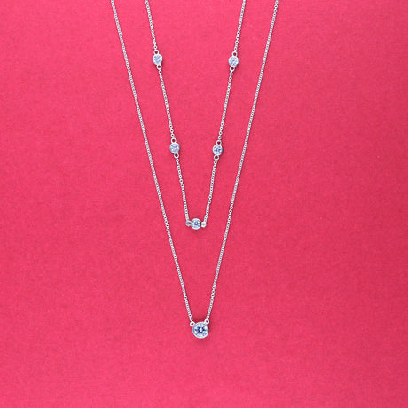 CZ by the Yard Station Necklace, Solitaire Pendant Necklace