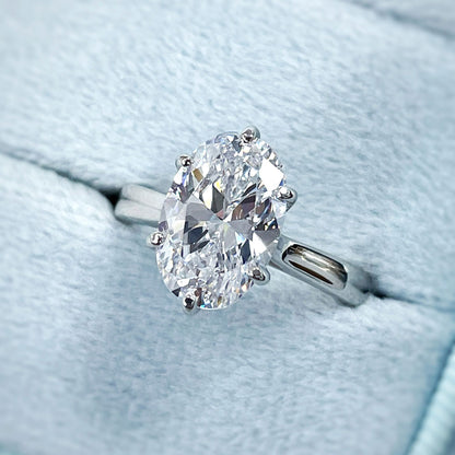 Solitaire 3ct Oval CZ Ring in Sterling Silver
