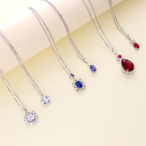 Image Contain: 2-Stone Pendant Necklace, Flower Pendant Necklace, Halo Pendant Necklace