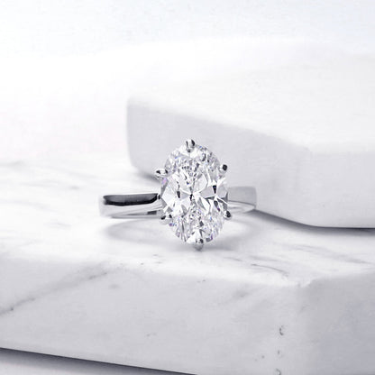Solitaire 3ct Oval CZ Ring in Sterling Silver