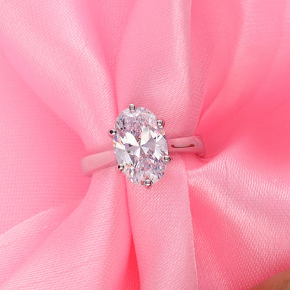 Solitaire 3ct Oval CZ Ring in Sterling Silver
