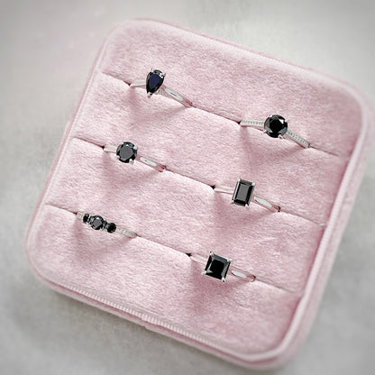 Solitaire 1ct Black Emerald Cut CZ Ring in Sterling Silver