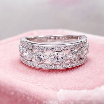 Art Deco Bezel CZ Eternity Ring in Sterling Silver