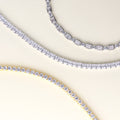 Flatlay view of Round CZ Tennis Bracelet, Gold Plated / 7 inch