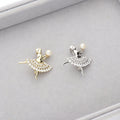 Flatlay view of Dancing Ballerina Button Cultured Pearl Pin in Sterling Silver