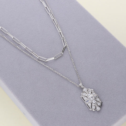 Image Contain: Art Deco Pendant Necklace, Paperclip Chain Necklace