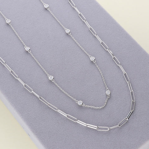 Image Contain: CZ by the Yard Station Necklace, Paperclip Chain Necklace