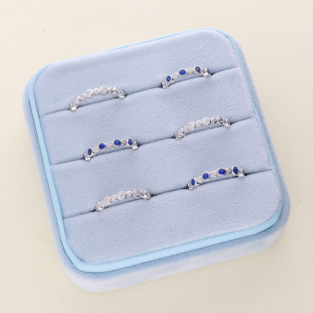 Flatlay view of Bubble Bezel CZ Eternity Ring in Sterling Silver, 11 of 12