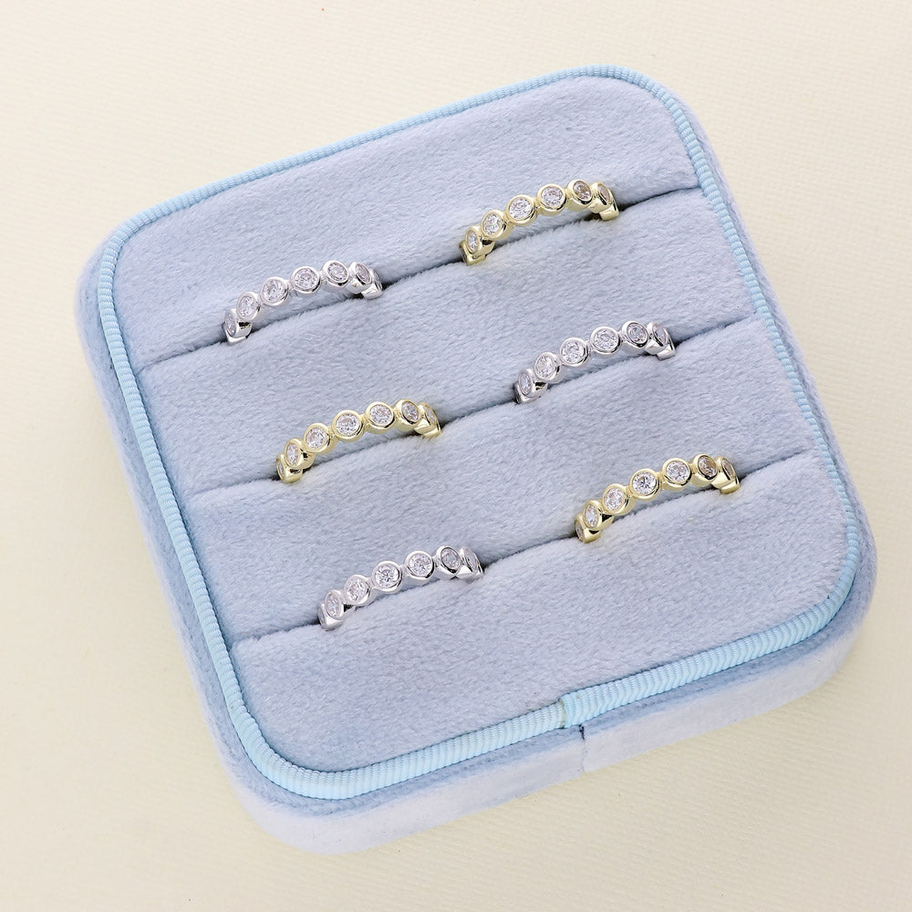 Flatlay view of Bubble Bezel CZ Eternity Ring in Sterling Silver, 9 of 10
