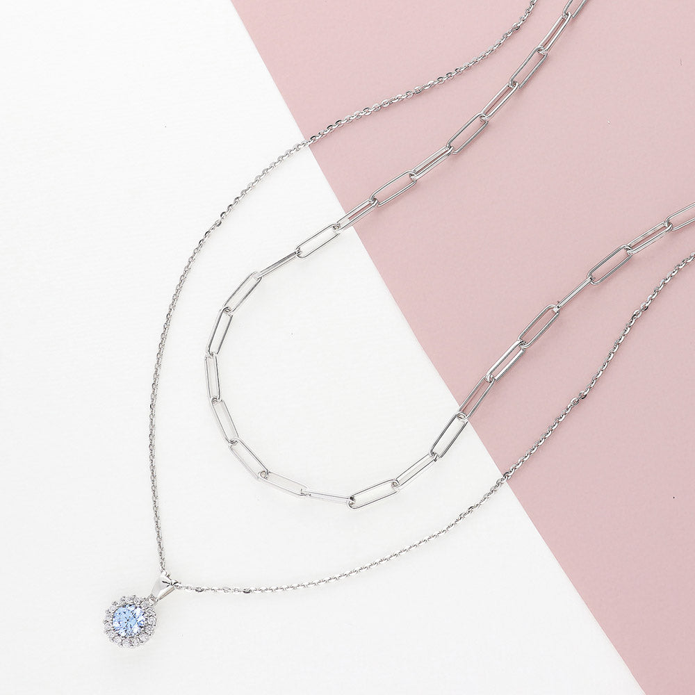 Image Contain: Halo Pendant Necklace, Paperclip Chain Necklace