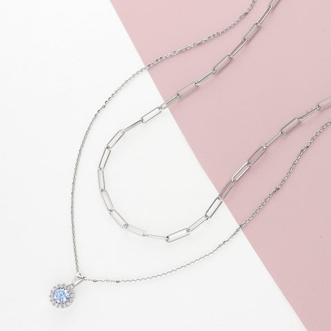 Image Contain: Halo Pendant Necklace, Paperclip Chain Necklace