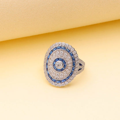 Art Deco Milgrain CZ Ring in Sterling Silver