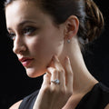 Model wearing Halo CZ Leverback Earrings in Sterling Silver, Yellow Gold Flashed