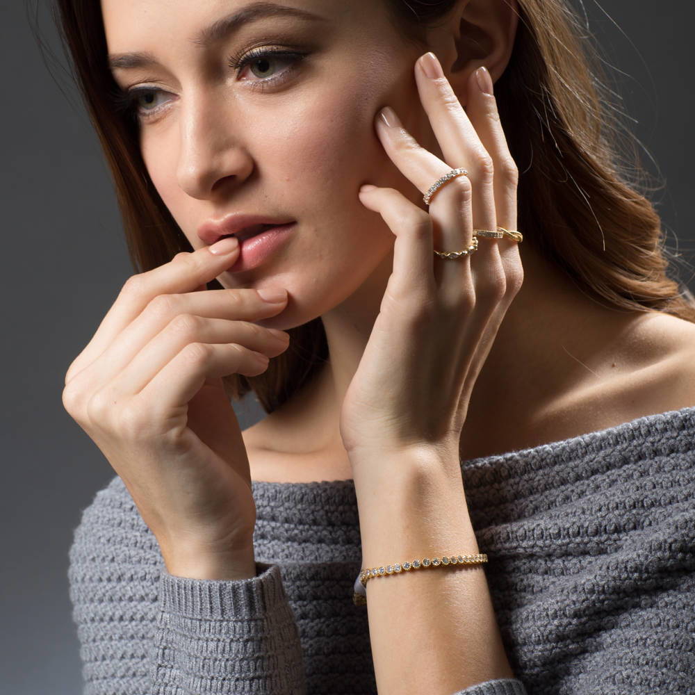 Pave CZ Eternity Ring in Gold Flashed Sterling Silver