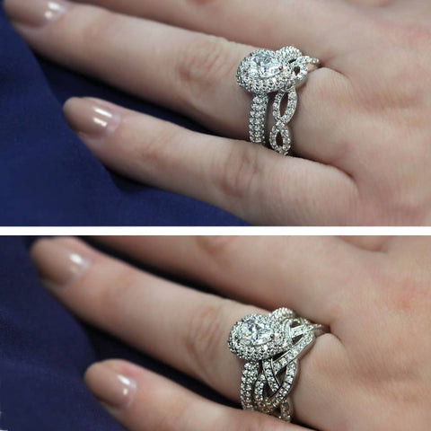 Image Contain: Model Wearing Halo Ring, Woven Half Eternity Ring
