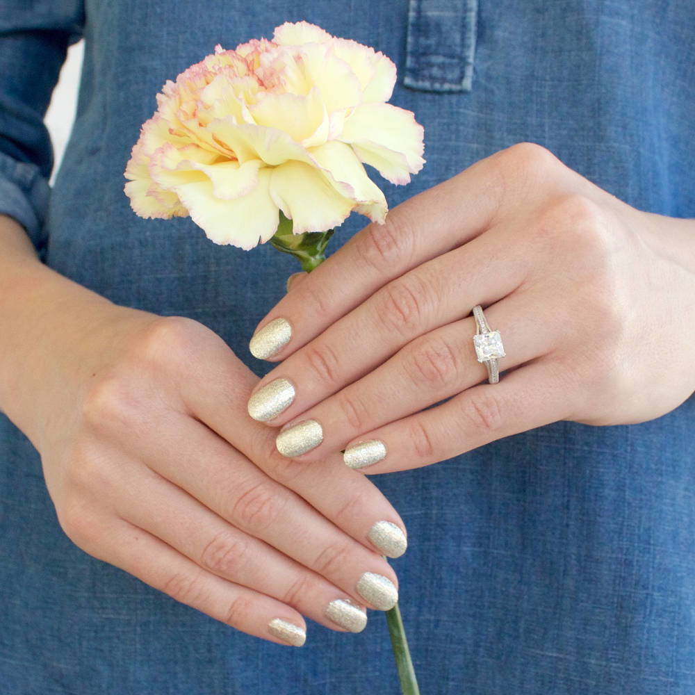 Image Contain: Model Wearing Solitaire with Side Stones Ring