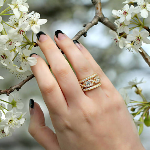 Image Contain: Model Wearing Art Deco Eternity Ring, Eternity Ring