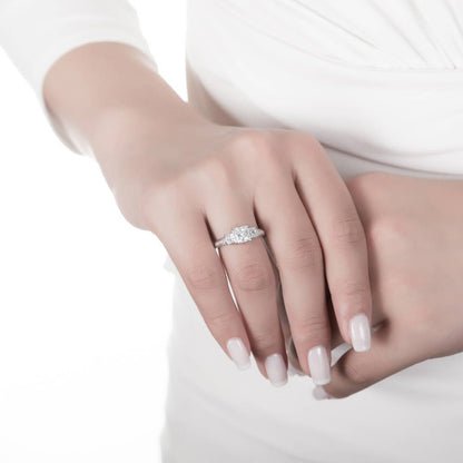 3-Stone 1.6ct Princess CZ Ring Set in Sterling Silver