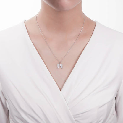 Angel Wings CZ Necklace in Sterling Silver