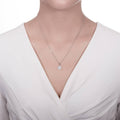 Model wearing Flower CZ Pendant Necklace in Sterling Silver, Clear