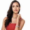 Model wearing Round CZ Tennis Bracelet, Rhodium Plated / 6.5 inch