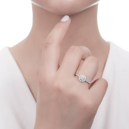 Halo CZ Ring Set in Sterling Silver