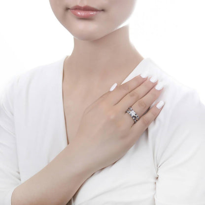 Sapphire-Blue Pave CZ Eternity Ring in Sterling Silver