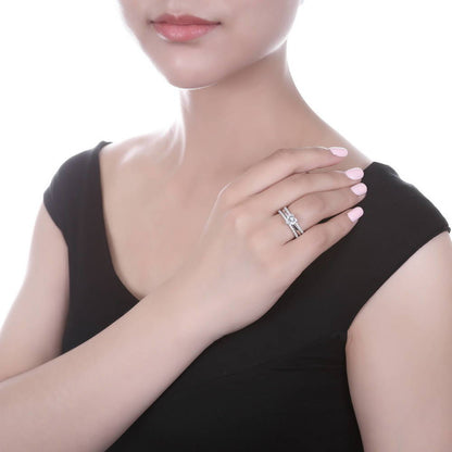 Solitaire Heart 1.1ct Heart CZ Ring Set in Sterling Silver