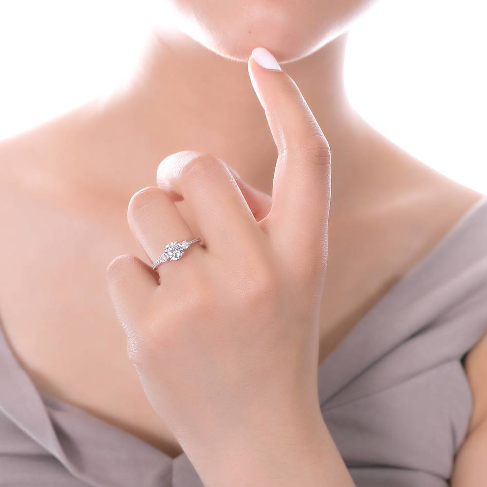 3-Stone 5-Stone 1.25ct CZ Ring Set in Sterling Silver
