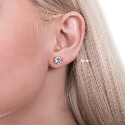 Solitaire 2.4ct/3ct Asscher CZ Set in Sterling Silver
