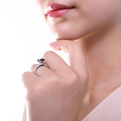 Solitaire 3ct Black Cushion CZ Ring Set in Sterling Silver