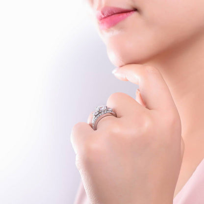 3-Stone 2.4ct CZ Ring Set in Sterling Silver